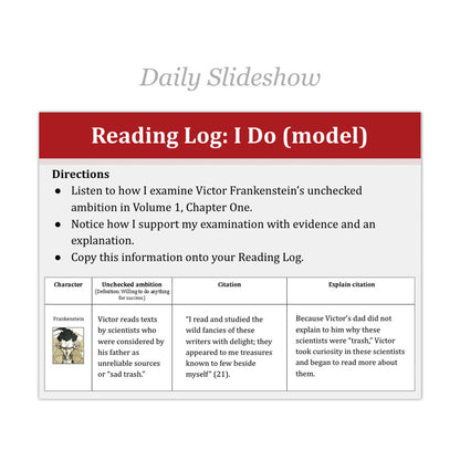 Frankenstein Unit with Daily Lesson Plans