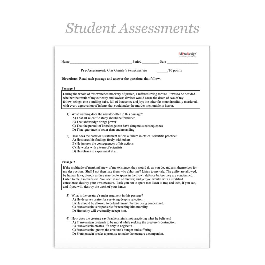 Frankenstein Unit with Daily Lesson Plans