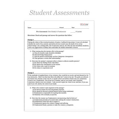 Frankenstein Unit with Daily Lesson Plans