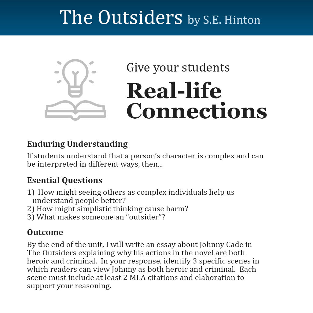 The Outsiders Unit with Daily Lesson Plans