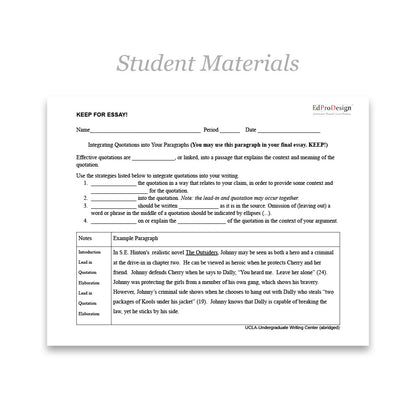 The Outsiders Unit with Daily Lesson Plans