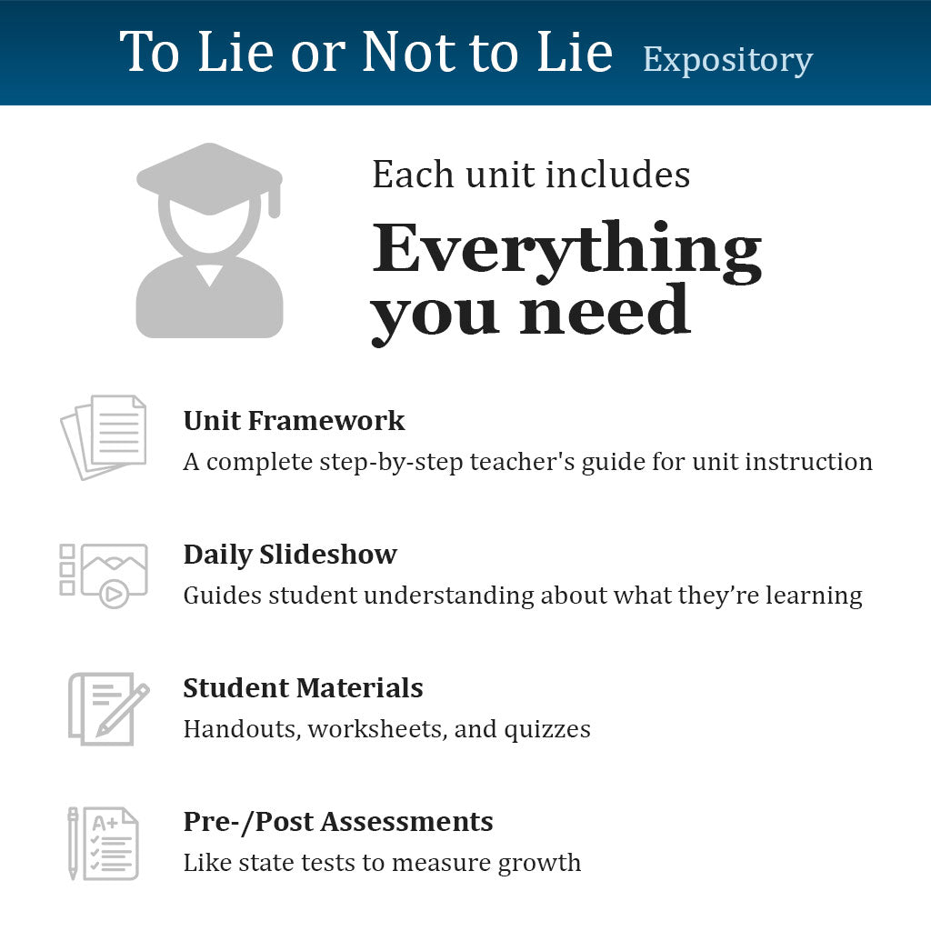 To Lie or Not to Lie Unit with Daily Lesson Plans