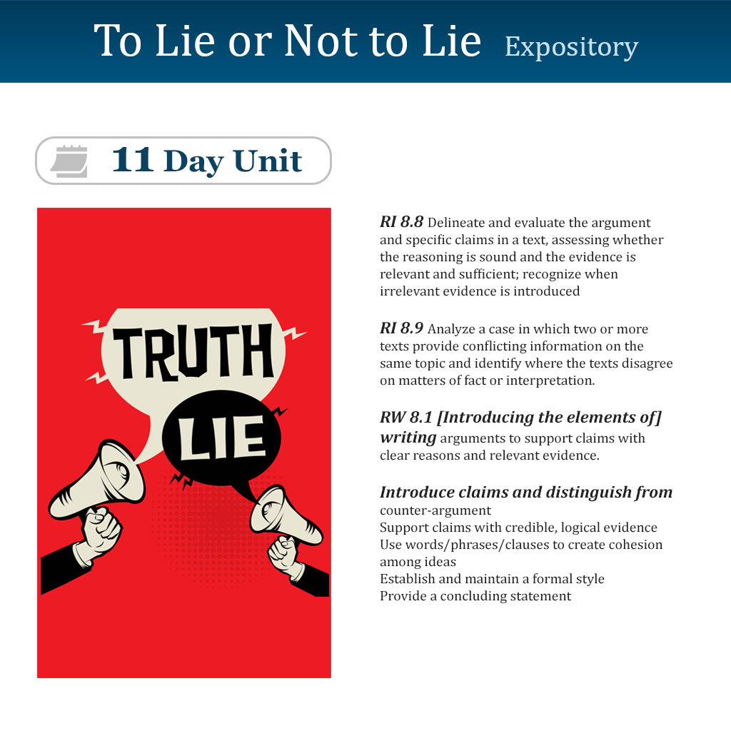 To Lie or Not to Lie Unit with Daily Lesson Plans