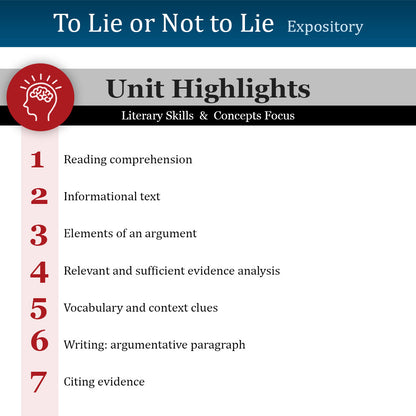 To Lie or Not to Lie Unit with Daily Lesson Plans