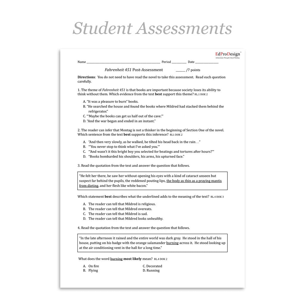 Fahrenheit 451 Unit with Daily Lesson Plans